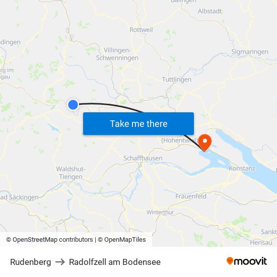 Rudenberg to Radolfzell am Bodensee map