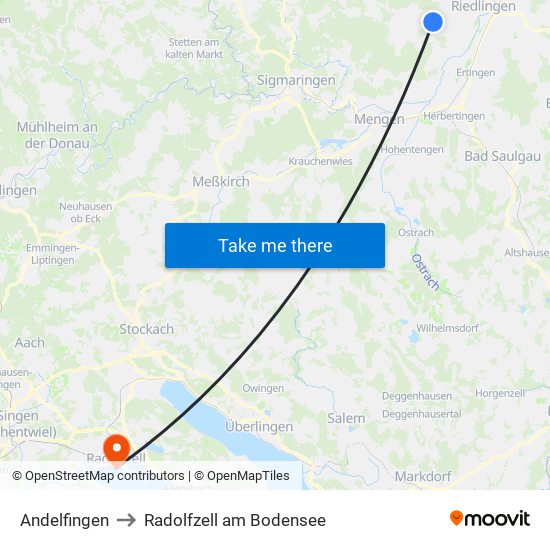 Andelfingen to Radolfzell am Bodensee map