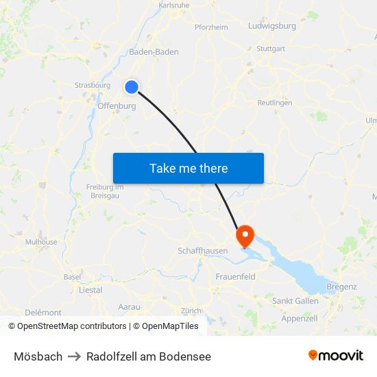 Mösbach to Radolfzell am Bodensee map