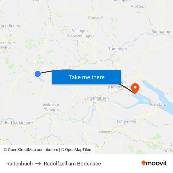 Raitenbuch to Radolfzell am Bodensee map