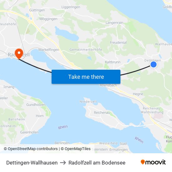 Dettingen-Wallhausen to Radolfzell am Bodensee map