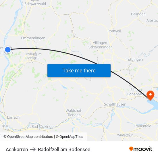 Achkarren to Radolfzell am Bodensee map