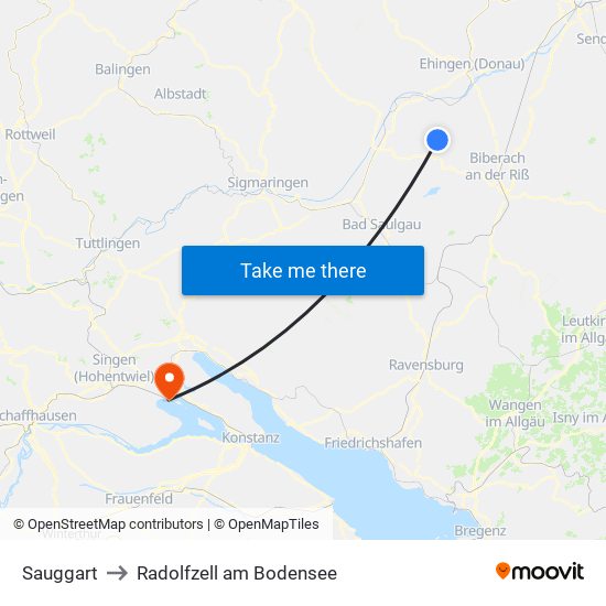 Sauggart to Radolfzell am Bodensee map