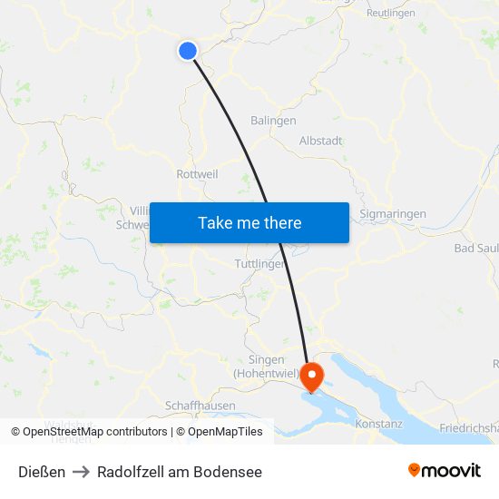 Dießen to Radolfzell am Bodensee map