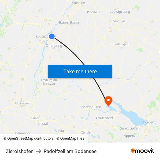 Zierolshofen to Radolfzell am Bodensee map