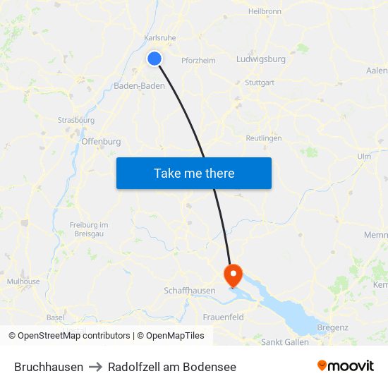 Bruchhausen to Radolfzell am Bodensee map