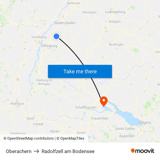 Oberachern to Radolfzell am Bodensee map