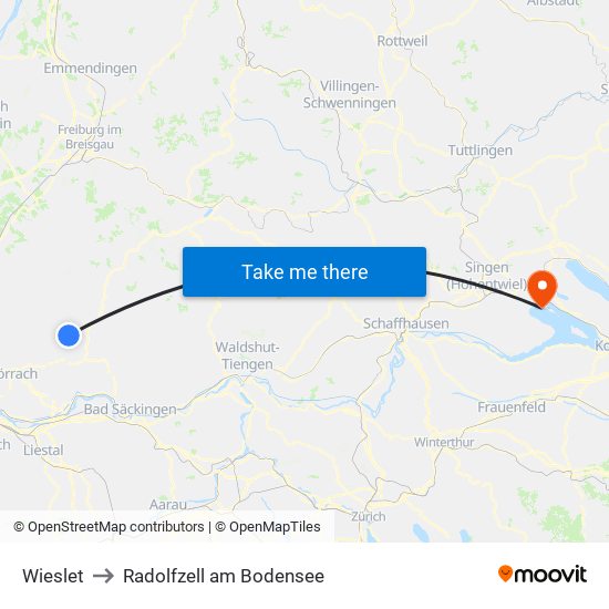Wieslet to Radolfzell am Bodensee map