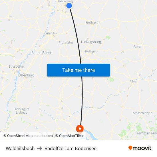 Waldhilsbach to Radolfzell am Bodensee map