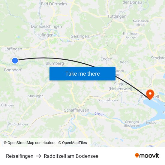 Reiselfingen to Radolfzell am Bodensee map