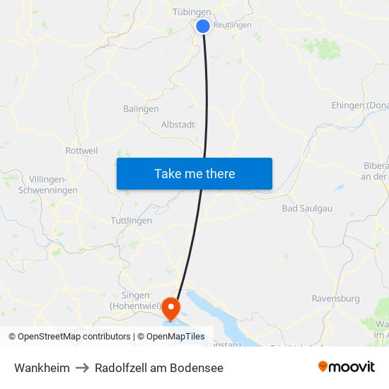 Wankheim to Radolfzell am Bodensee map