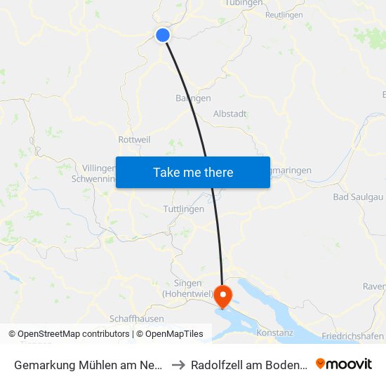 Gemarkung Mühlen am Neckar to Radolfzell am Bodensee map