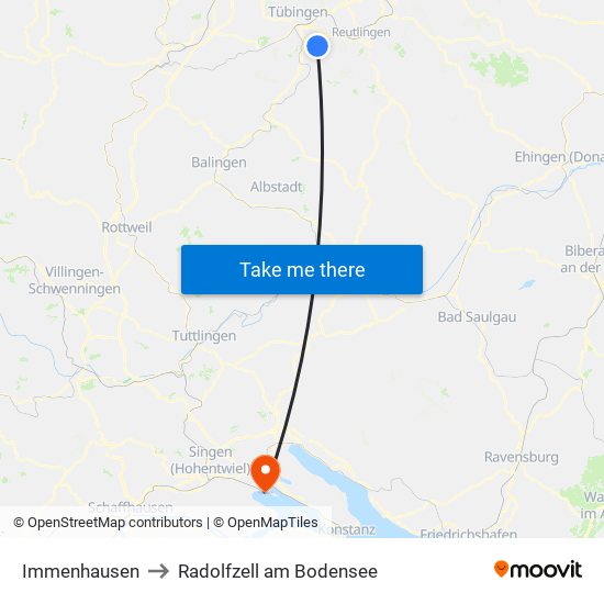 Immenhausen to Radolfzell am Bodensee map