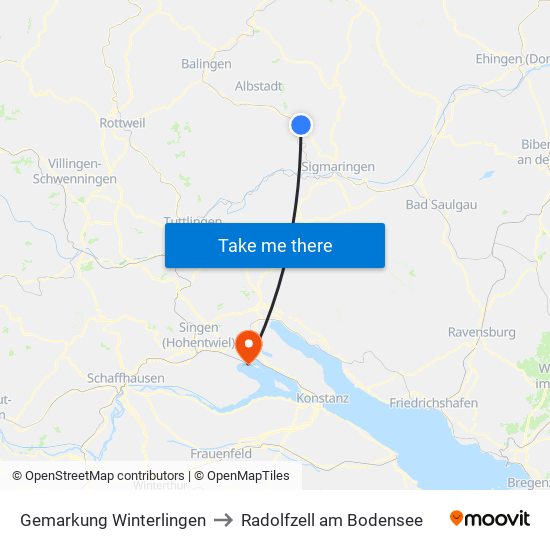 Gemarkung Winterlingen to Radolfzell am Bodensee map