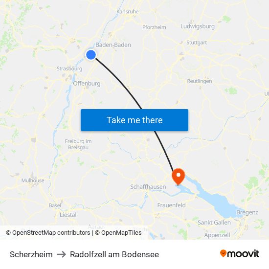 Scherzheim to Radolfzell am Bodensee map