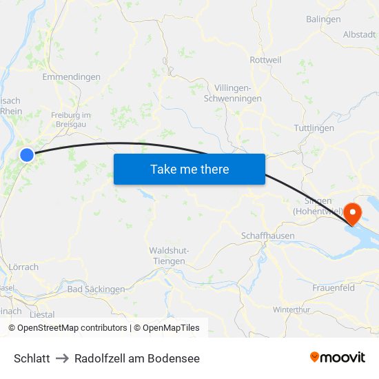 Schlatt to Radolfzell am Bodensee map