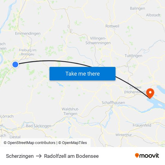 Scherzingen to Radolfzell am Bodensee map