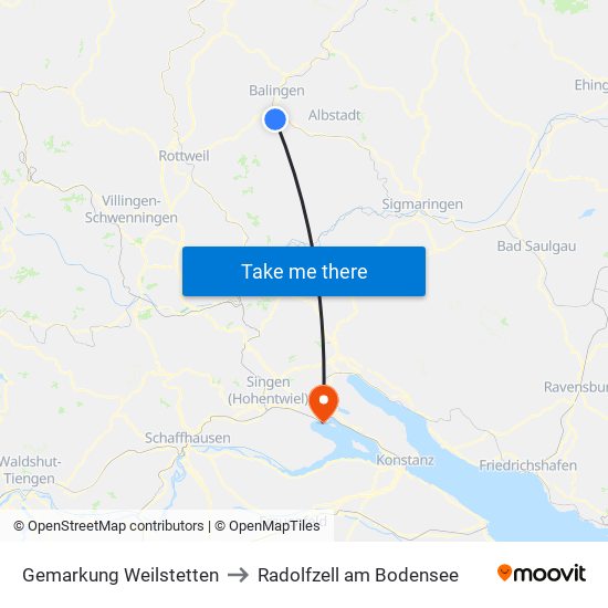 Gemarkung Weilstetten to Radolfzell am Bodensee map