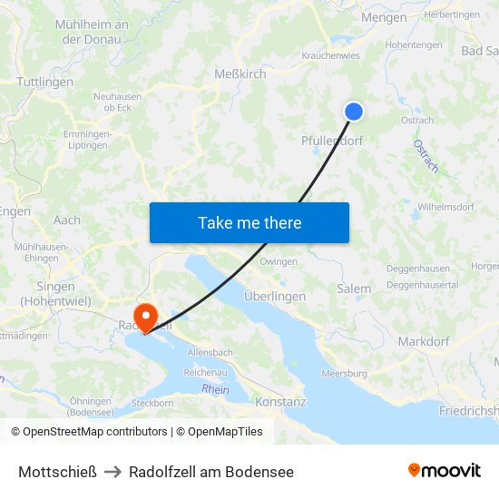 Mottschieß to Radolfzell am Bodensee map