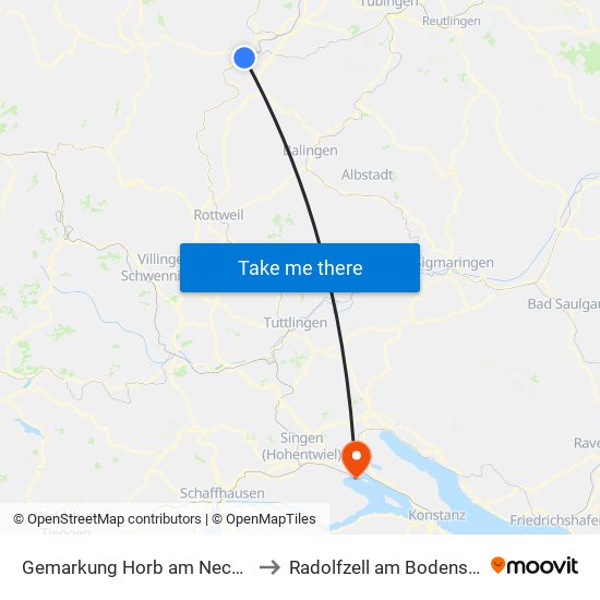 Gemarkung Horb am Neckar to Radolfzell am Bodensee map