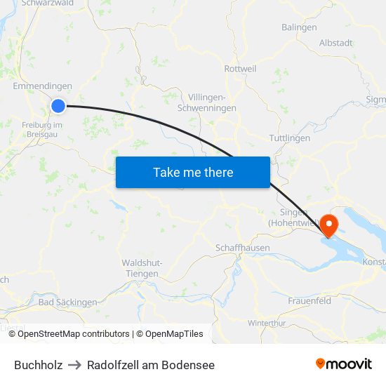 Buchholz to Radolfzell am Bodensee map