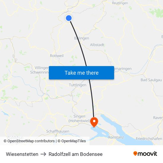 Wiesenstetten to Radolfzell am Bodensee map