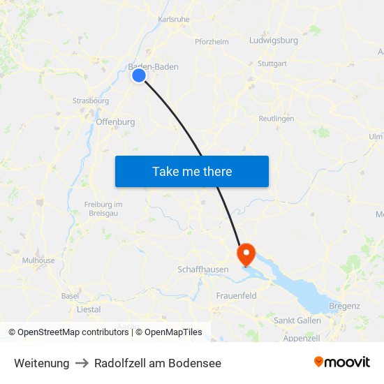 Weitenung to Radolfzell am Bodensee map