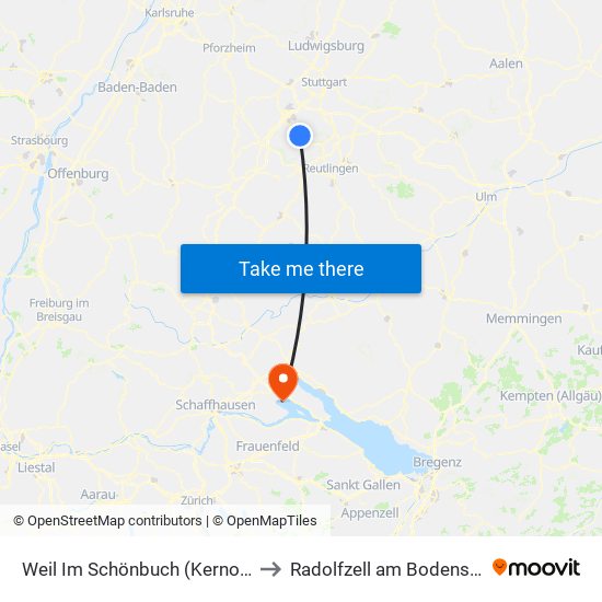 Weil Im Schönbuch (Kernort) to Radolfzell am Bodensee map