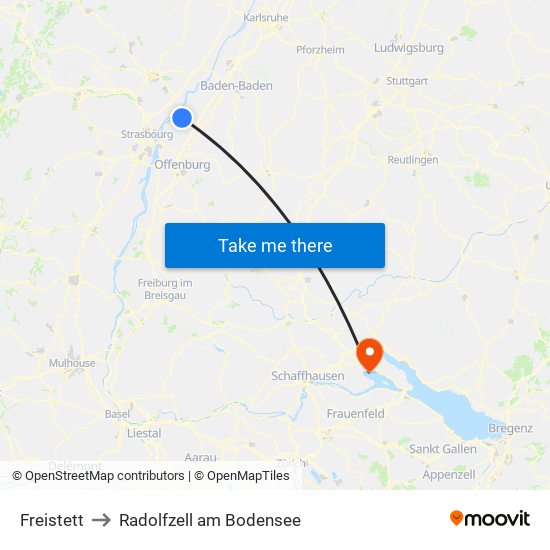 Freistett to Radolfzell am Bodensee map