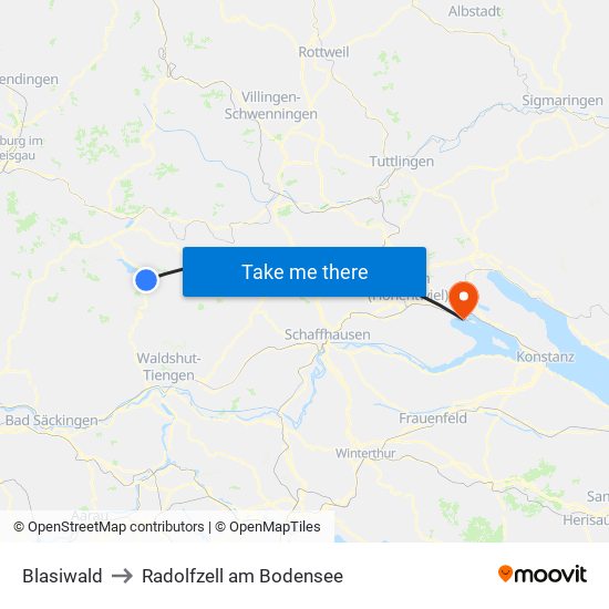 Blasiwald to Radolfzell am Bodensee map