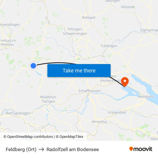 Feldberg (Ort) to Radolfzell am Bodensee map