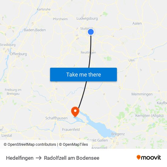 Hedelfingen to Radolfzell am Bodensee map