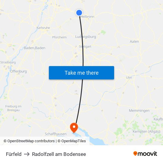 Fürfeld to Radolfzell am Bodensee map