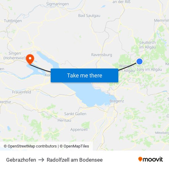 Gebrazhofen to Radolfzell am Bodensee map