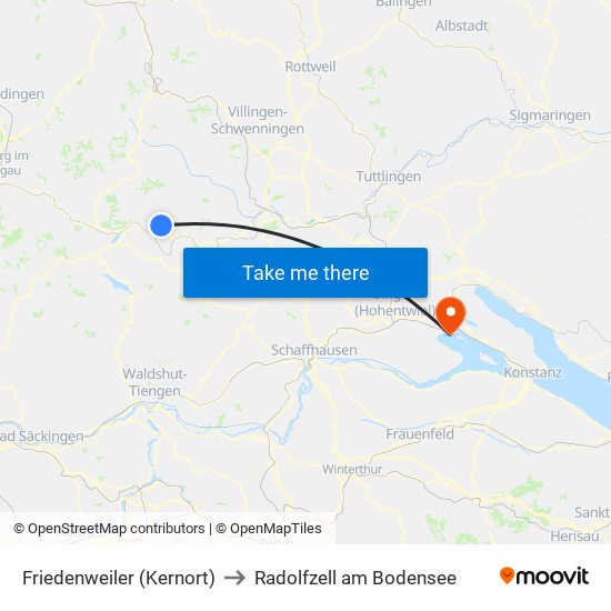Friedenweiler (Kernort) to Radolfzell am Bodensee map