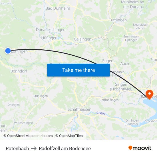 Rötenbach to Radolfzell am Bodensee map