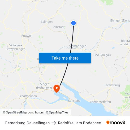 Gemarkung Gauselfingen to Radolfzell am Bodensee map