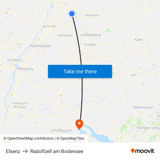 Elsenz to Radolfzell am Bodensee map