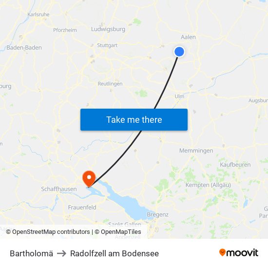 Bartholomä to Radolfzell am Bodensee map