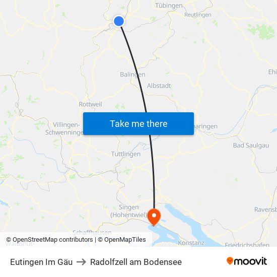Eutingen Im Gäu to Radolfzell am Bodensee map