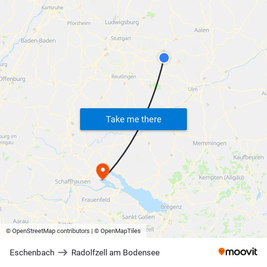 Eschenbach to Radolfzell am Bodensee map