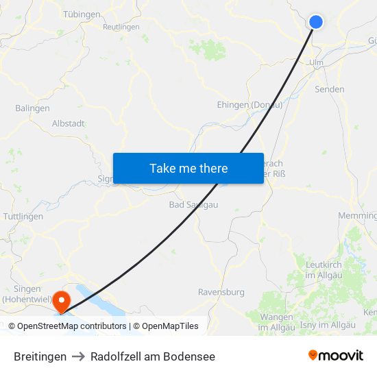 Breitingen to Radolfzell am Bodensee map
