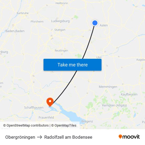 Obergröningen to Radolfzell am Bodensee map