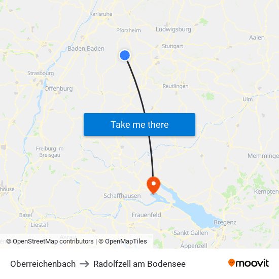 Oberreichenbach to Radolfzell am Bodensee map