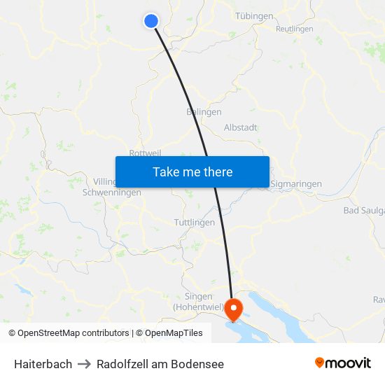 Haiterbach to Radolfzell am Bodensee map