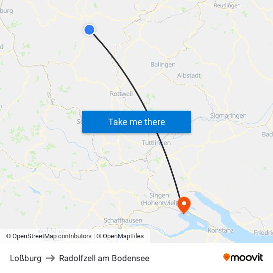 Loßburg to Radolfzell am Bodensee map