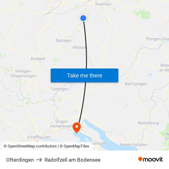 Ofterdingen to Radolfzell am Bodensee map