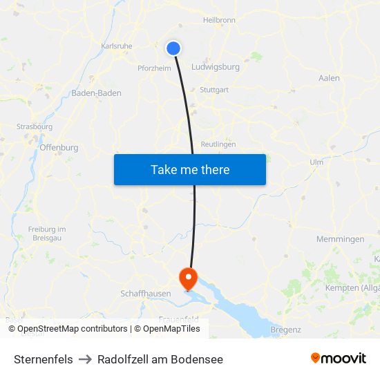 Sternenfels to Radolfzell am Bodensee map