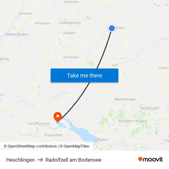 Heuchlingen to Radolfzell am Bodensee map