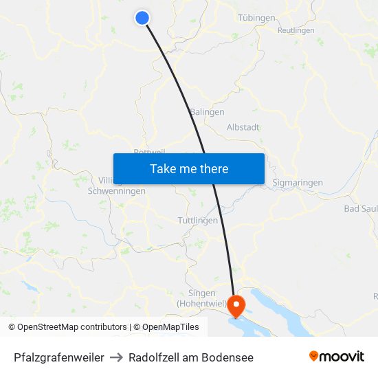 Pfalzgrafenweiler to Radolfzell am Bodensee map